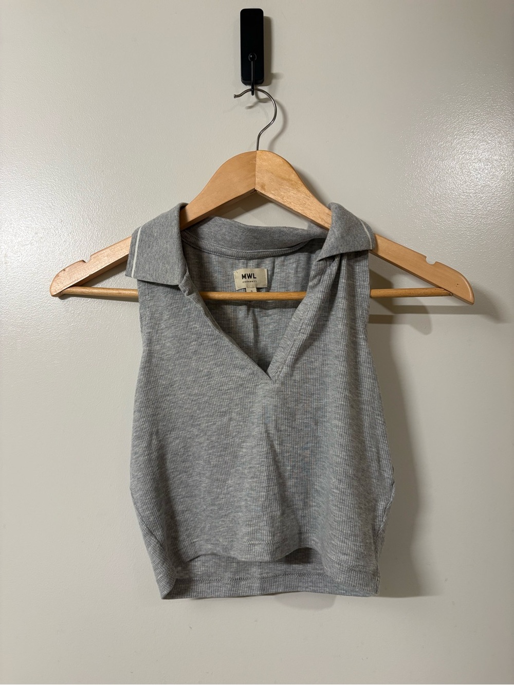 Madewell Gray Sleeveless Polo Crop Top